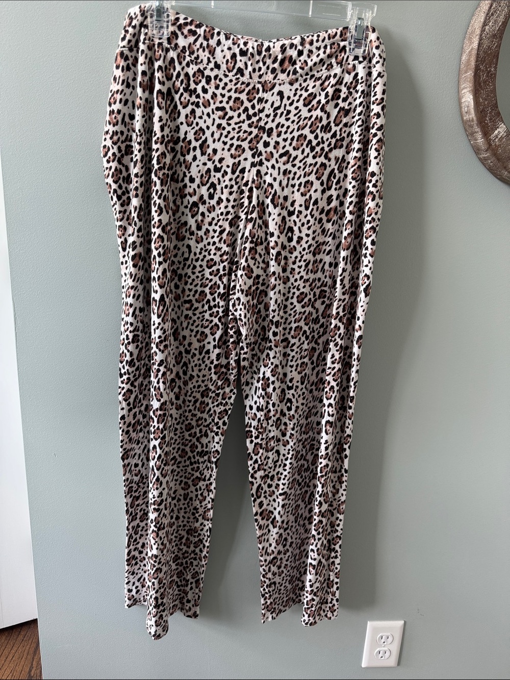 Soma Leopard-Print Wide Leg Pants in Cream and Brown size XL